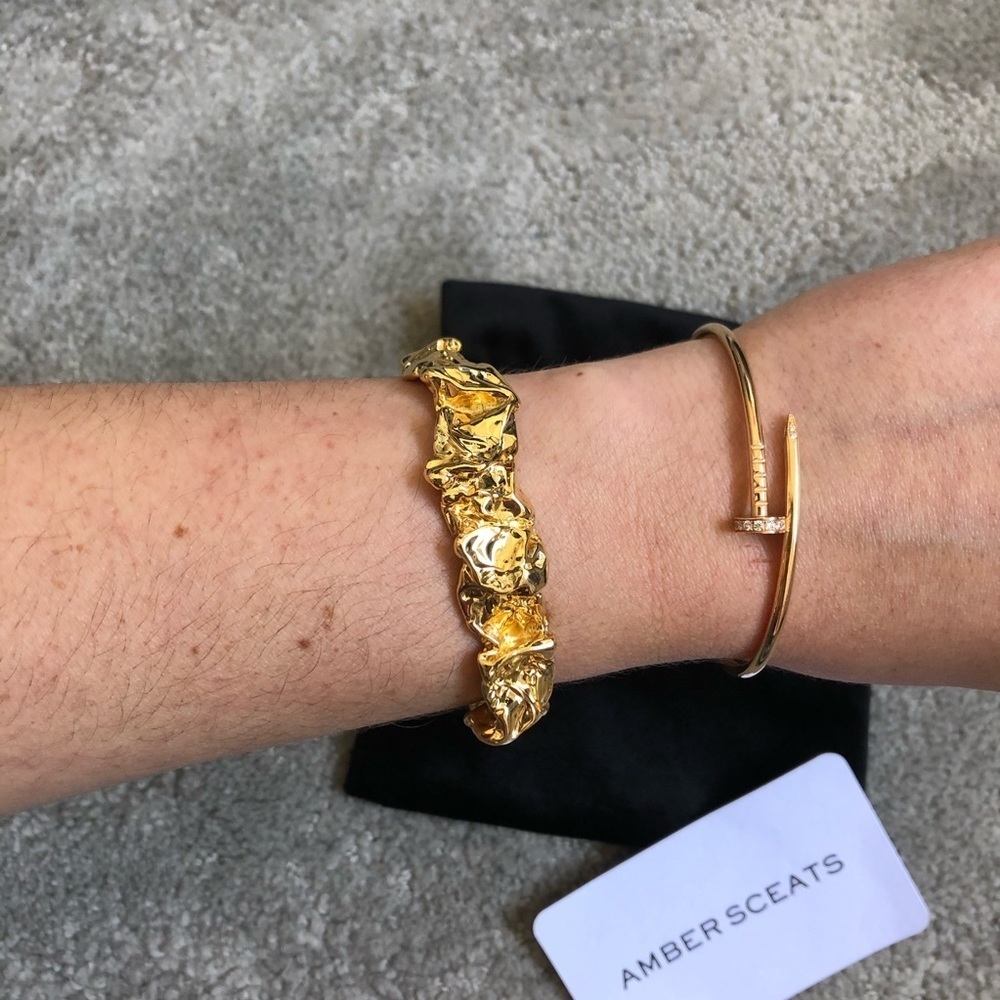 Amber Sceats Crushed 14k Gold Plated Emery Cuff Bracelet NEW NIB